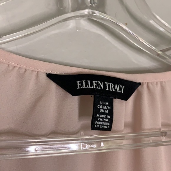 Ellen Tracy long sleeve chic layer top soft petal pink feminine women medium new - Picture 3 of 6